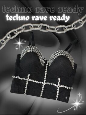 rave FESTIVAL BADDIE techno CHAIN BUSTIER✨